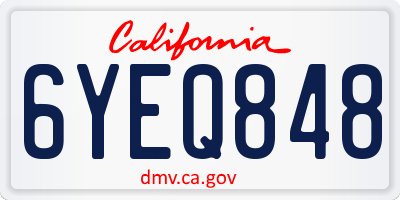 CA license plate 6YEQ848