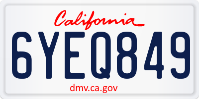CA license plate 6YEQ849