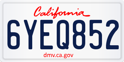 CA license plate 6YEQ852