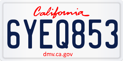 CA license plate 6YEQ853
