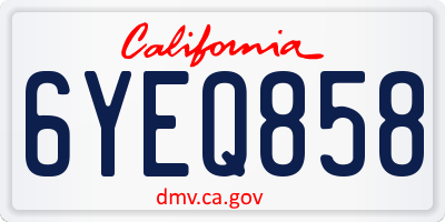 CA license plate 6YEQ858