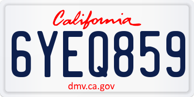 CA license plate 6YEQ859