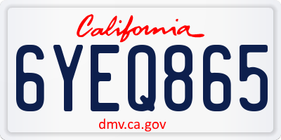 CA license plate 6YEQ865