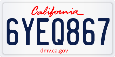 CA license plate 6YEQ867