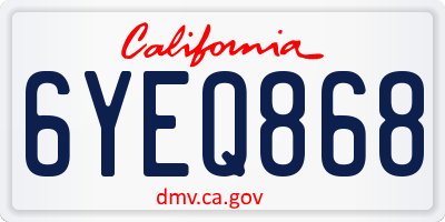 CA license plate 6YEQ868