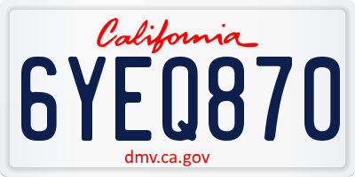 CA license plate 6YEQ870