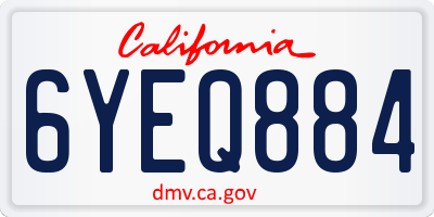 CA license plate 6YEQ884