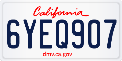 CA license plate 6YEQ907