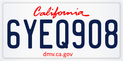 CA license plate 6YEQ908