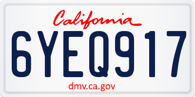 CA license plate 6YEQ917