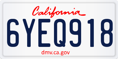 CA license plate 6YEQ918