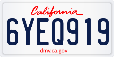 CA license plate 6YEQ919