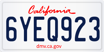 CA license plate 6YEQ923