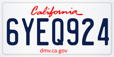 CA license plate 6YEQ924