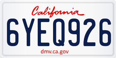 CA license plate 6YEQ926
