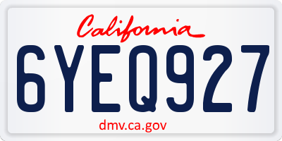 CA license plate 6YEQ927