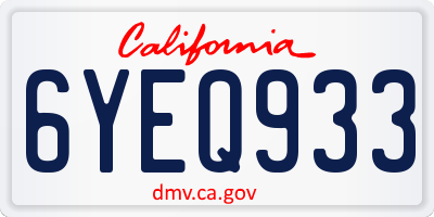 CA license plate 6YEQ933