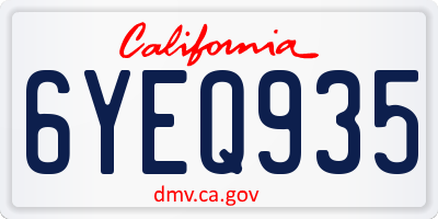 CA license plate 6YEQ935