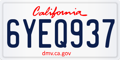 CA license plate 6YEQ937