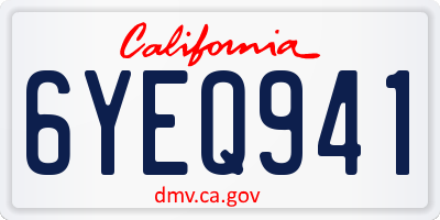 CA license plate 6YEQ941