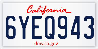 CA license plate 6YEQ943