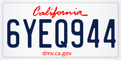 CA license plate 6YEQ944