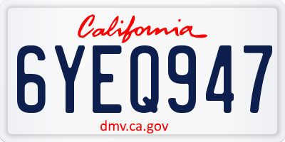 CA license plate 6YEQ947