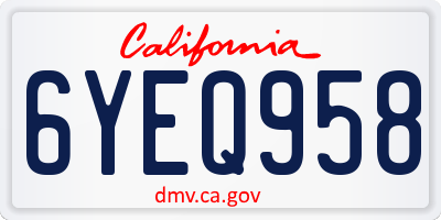 CA license plate 6YEQ958
