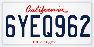 CA license plate 6YEQ962