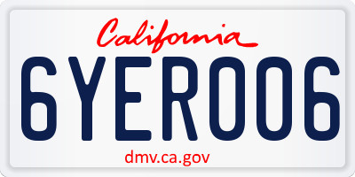 CA license plate 6YER006