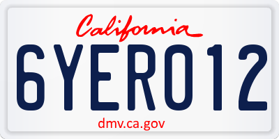 CA license plate 6YER012
