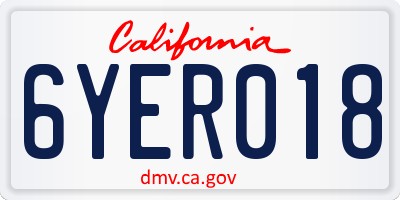 CA license plate 6YER018