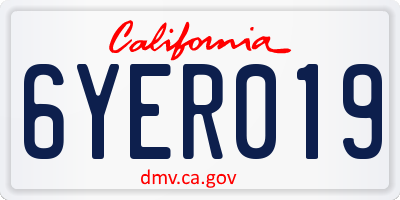CA license plate 6YER019