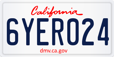 CA license plate 6YER024