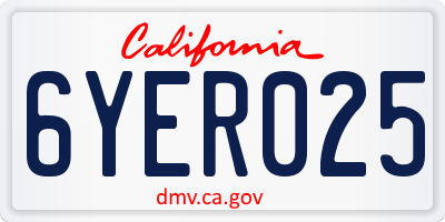 CA license plate 6YER025
