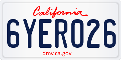 CA license plate 6YER026