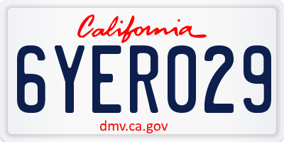 CA license plate 6YER029
