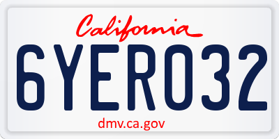 CA license plate 6YER032