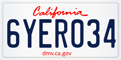 CA license plate 6YER034