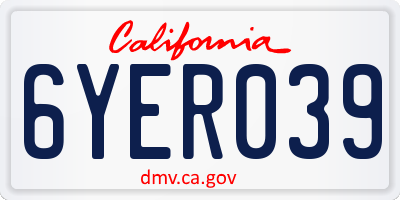 CA license plate 6YER039