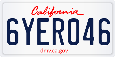 CA license plate 6YER046