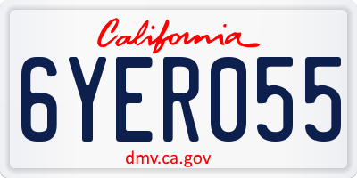 CA license plate 6YER055