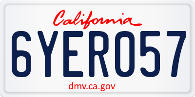 CA license plate 6YER057