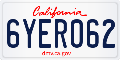 CA license plate 6YER062