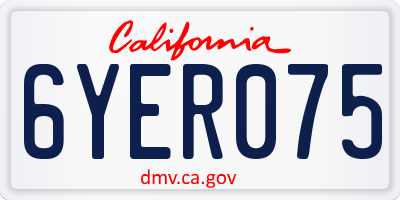 CA license plate 6YER075