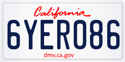 CA license plate 6YER086