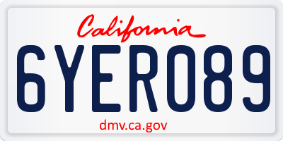 CA license plate 6YER089