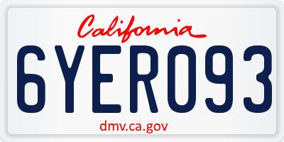 CA license plate 6YER093