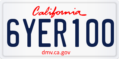 CA license plate 6YER100