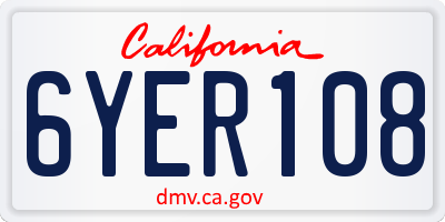 CA license plate 6YER108
